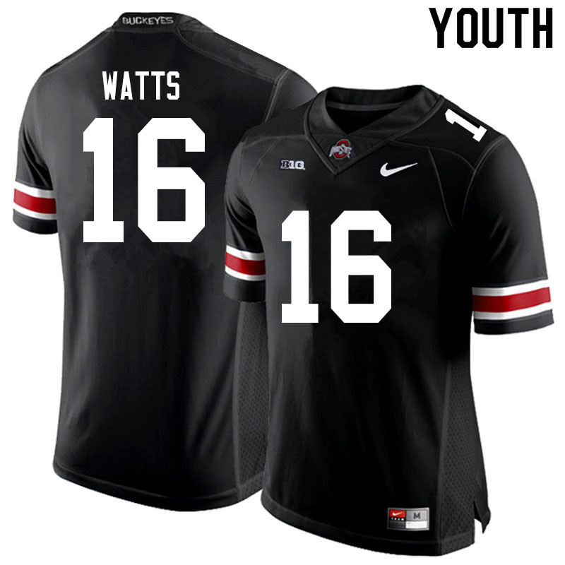 Ohio State Buckeyes Ryan Watts Youth #16 Black Authentic Stitched College Football Jersey